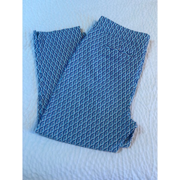 Chico's Capri Pants Women's Large Blue White Straight Leg Crop Pants Chico Sz 2 - Picture 1 of 13